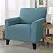 Home Fashion Designs Solid Twill Arm Chair Slipcover. One Piece Stretch Chair Cover. Strapless Arm Chair Cover for Living Room. Brenna Collection Slipcover. (Chair, Smoke Blue - Solid)