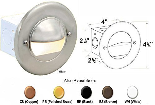 Corona LED 12V Step Lights 7w Steel Round Face Plate with Frosted Glass Lens, Bronze CX-870-BZ