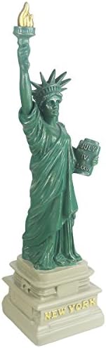 Liberty Statue, 14 Inch Hand-painted Statue of Liberty with Brown New York Base for Home Décor &amp; New York Souvenirs