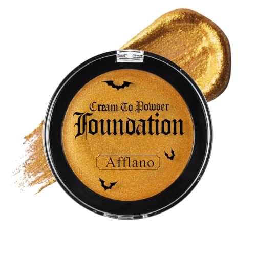 Gold Face Body Paint Cream Metallic Eye Black Full Coverage Foundation Bodypaint Makeup for Adult Children Blendable Waterproof Gold Face Painting for Halloween Special Effect SFX Cosplay Stage Makeup
