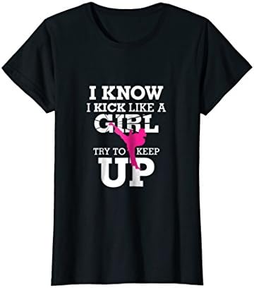 Womens I Kick Like A Girl-Kickboxing Chick T-Shirts Small Black