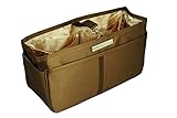 JN & Grace Handbag Purse Organizer [12 Pockets] Premium Polyester / Satin Lining (Medium, Brown)