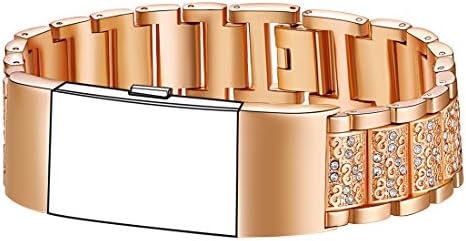 for Fitbit Charge 2, Wristband Metal Replacement Strap Accessories Band ,Watch Replacement Accessories Bands (Rose Gold)