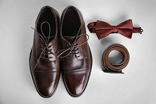 image for DIFFWAY 8 Pairs of Round Colored Waxed Shoelaces, Premium Dress Shoe L