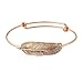 SENFAI Retro Alloy Gold Plated Leaf Bracelet Fashion Charms Feather Bracelets Vintage Simple Bangles for Women (Rose-Gold-Plated-Brass,single-deck 2)