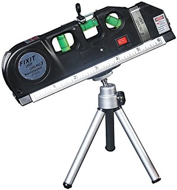 FivePears Multipurpose Laser Level Horizon Vertical Measure 8FT + Tape Measure Ruler Adjusted Standard and Metric Rulers with tripod.