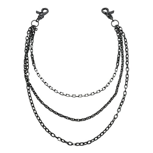 Uniqsum Simple Slim Triple wallet chain Swivel Trigger snap Lightweight Biker Punk Key chain (Gun-Metal)