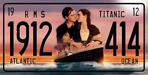 OPO 10 - Decorative metal plate from the TITANIC film with Leonard Di Caprio and Kate Winslet - Size 30x15 cms