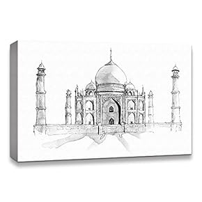 Canvas Wall Art Freehand Sketching of Scenery Pictures Home Wall Decorations for Bedroom Living Room Paintings Canvas Prints Framed - 12x18 inches