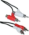 CableWholesale's RCA Audio Piggyback Cable, 2 RCA Male to 2 RCA Male + RCA Female Piggyback, 6 foot