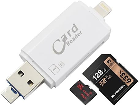 YiKaiEn USB SDHC SDXC Micro SD Card Reader with Micro-USB OTG For IOS iPhone iPad MAC PC Android phones Max Support 128GB Memory Card (White)