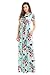 HOTAPEI Women's Floral Print Long Dress Short Sleeve Empire Flower Maxi Dresses Green Small