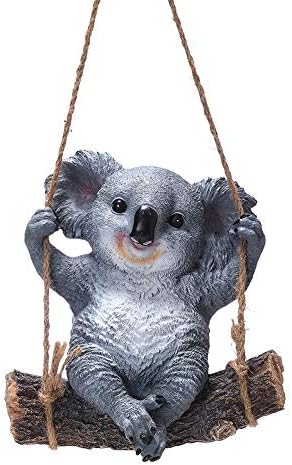 YIDAYINLINE Garden Statue - Cute Swing Koala Bear - Funny Outdoor Sculpture ornaments Décor - Best Indoor Outdoor Figurines for Patio Yard Lawn House - Made of Resin