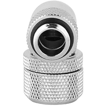 fosa G1/4 2 Points Thread Copper Nickel Plated Water Cooling Fitting Thick Tube 90° Right Angle Elbow Black & Silver(Silver)