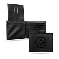 Rico Industries NFL Pittsburgh Steelers Laser Engraved Billfold Wallet, Black