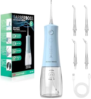 idropulsore dentale, irrigatore orale elettrico senza fili, 5 modalità di pressione, serbatoio da 340 ml, impermeabile IPX8, dispositivo portatile per la cura delle gengive (Blu Pastello)
