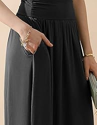 DOUBLJU High Waist Maxi Skirts for Women Long