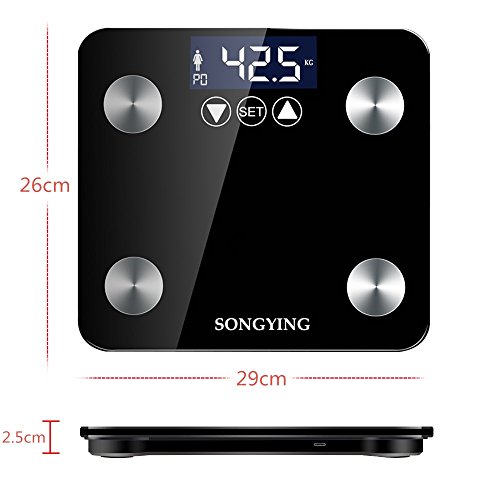 Smart Body Fat Scale, Large LED Display, USB Charging Body Fat Scale, Weight/Body Fat/BMI/Fitness Body Composition Analysis Smart Scale,to Accurately Track Your Health,Auto Turn Off/On,Exquisite,Black