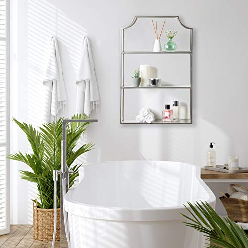 Kate And Laurel Ciel Glam 3 Tier Scalloped Wall Shelf 20 X 30 Silver Modern Shelving With Glass Tiers Pricepulse