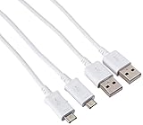 (2x Pack) Samsung USB Sync Charger Cable 5FT 2.0 - 11pin Micro White + Mini Micro USB