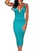 Womens Plunging V Neck Halter Lace-up Knee Length Midi Evening Dress