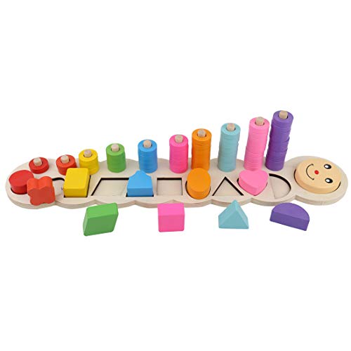 GEDIAO Wooden Montessori Shape Sorting Stacking Learning Toys Kids Preschool Counting, Colorful Blocks Wood Board Toys Set - Thumbnail 6