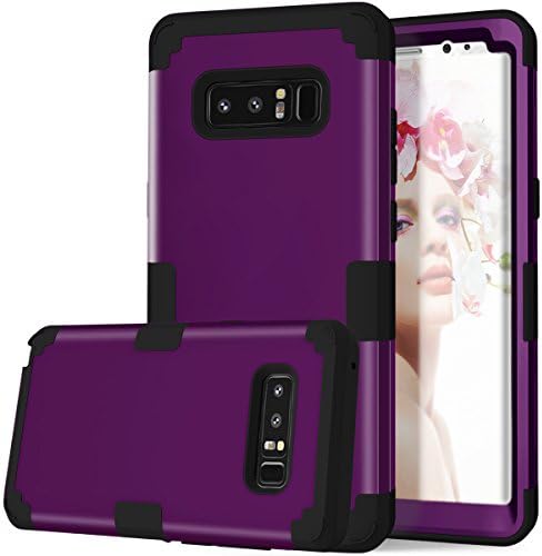 Galaxy Note 8 Case, Asstar 3 In 1 [Soft silicone+ Hard PC] Shockproof Hybrid High Impact Full Body Heavy Duty Protective Cover for Samsung Galaxy Note 8 2017 (Purple+Black)