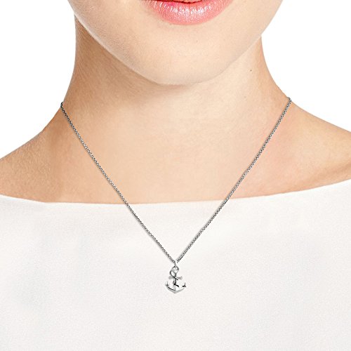 AeraVida Nautical Rope and Anchor .925 Sterling Silver Necklace