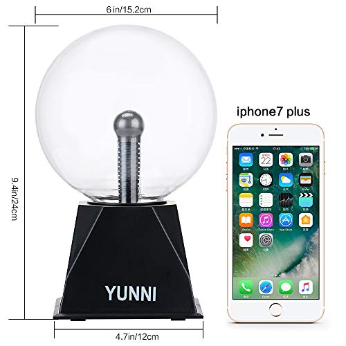 Plasma Lamp,Bigger Plasma Ball(6 Inch),Dancing Plasma Globe with Music, Lightning Ball Touch & Sound Sensitive, Clear Glass Magic Ball Lamp Nebula Sphere Globe - Thumbnail 4