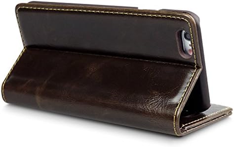 for iPhone 6 Wallet Case iPhone 6s Case Genuine Leather Card Slot Ultra Slim by B4Life (Brown)