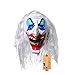 Hyaline&Dora Halloween Clown Terrorist Masks,Creepy Scary or Funny Clown Latex Mask for Costume Party or Cosplay (Long Nose Clown Mask) (White Hair)