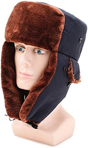 DAMENGXIANG Mens Pilot Hat Winter Windproof Trapper Hat With Cold Protection Thicken Warm Ski Cap Ushanka Cold War Hat