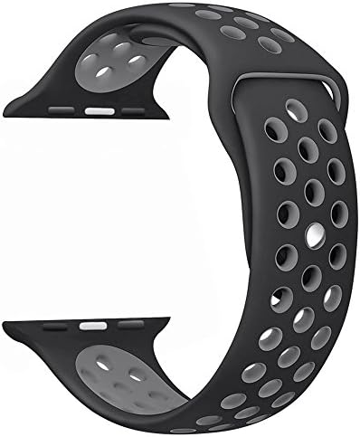 Yearscase Apple Watch Band 42MM, Soft Silicone Replacement Band for Apple Watch Series 3, Series 2, Series 1, Sport , Edition, S/M Size - Black / Gray