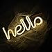 LED Hello Shape Neon Word Sign Neon Letters Light Art Decorative Lights Wall Decor for Baby Room Christmas Wedding Party Supplies (Warm White Hello)