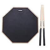 LOLUNUT 12 Inch Silent Drum Pad, 2-Sided Dumb Drum Beginner Rubber Practice Pad, with 5A Drum Sticks