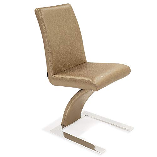 Zuri Furniture Modern Mesa Dining Chair in Champage Gold Leatherette