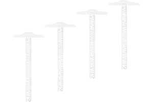 KICHOUSE 4pcs 12-Inch T-Square Ruler Set for Drawing and Crafting, Plastic T-Shaped Measuring Tool for Art
