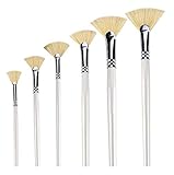 MJartoria 6 Pieces Fan Brushes Set, Fan Shape Pig