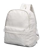 Canvas Classic Backpack For Kids School Bookbag Casual Daypack Solid Color Lightweight White