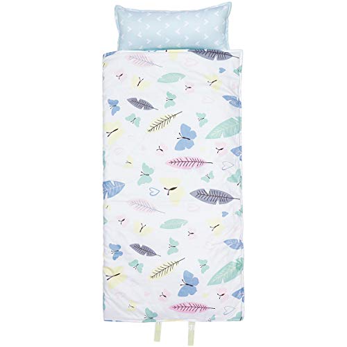 NEDVI Toddler Nap All-in-One Modern Kids Nap Mat with Removable Pillow for Toddler Boys and Girls - Soft,Easy Clean Toddler Nap Pad for Preschool, Daycare, Kindergarten (Butterfly)