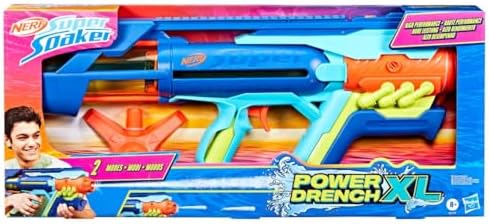 Hasbro Nerf Super Soaker Power Drench XL, Blaster Giocattolo ad Acqua, per Bambini e Bambine dagli 8 Anni in Su, Getto Regolabile, Riempimento Veloce, Blu, Arancio e Celeste
