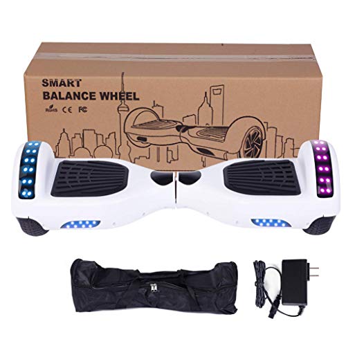 Hoverboards Mode Smart Mini Kick Scooters with LED Light Electric Unicycle Self Balancing Scooter UL 2272 Certified Balance Two-Wheels Skateboard White Hover Board Safe to Kids and and Adults (White)