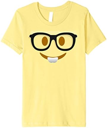 Kids Halloween Emoji Nerd Glasses Costume Premium T-shirt 10 Lemon