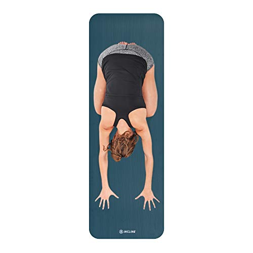 Incline Fit High Density Extra Thick & Long Comfort Foam Exercise Yoga Mat for Pilates, Fitness & Workout with Carrying Strap, 72" x 24" x 3/5", Midnight Blue - Thumbnail 6