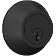 Lock Scout Deadbolt with Round Trim, Keyed 1 Side, Matte Black Finish