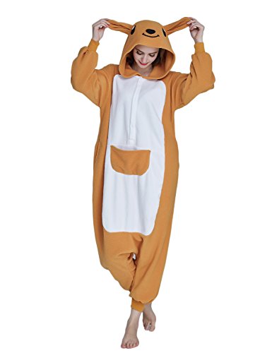 KING FUN Unisex Adult Pajamas Kangaroo Onesie Animal Cosplay Homewear Costume A5