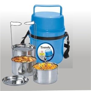 Go Hooked Trendy 3 Steel Containers Lunch Box (Blue)