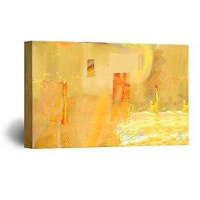 Canvas Wall Art - Abstract Golden Painting Color Composition - Giclee Print Gallery Wrap Modern Home Art Ready to Hang - 12x18 inches