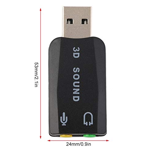 Liobaba Black Durable Lightweight Plug & Play USB 2.0 to 3D for Mic Speaker Audio Headset Sound Card Adapter 5.1 Channels for PC Laptop
