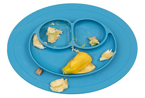 ezpz Mini Mat - One-piece silicone placemat + plate (Blue), One Size